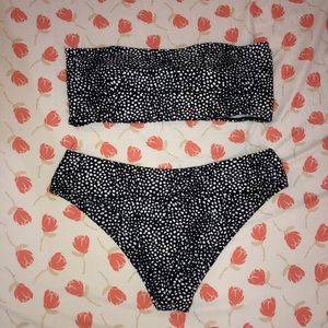 Zaful Black & White Bandeau Bikini 0XL NEW